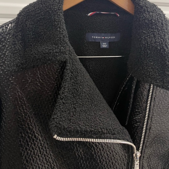 Tommy Hilfiger Black Fur Lined Aviator Jacket - Picture 5 of 6